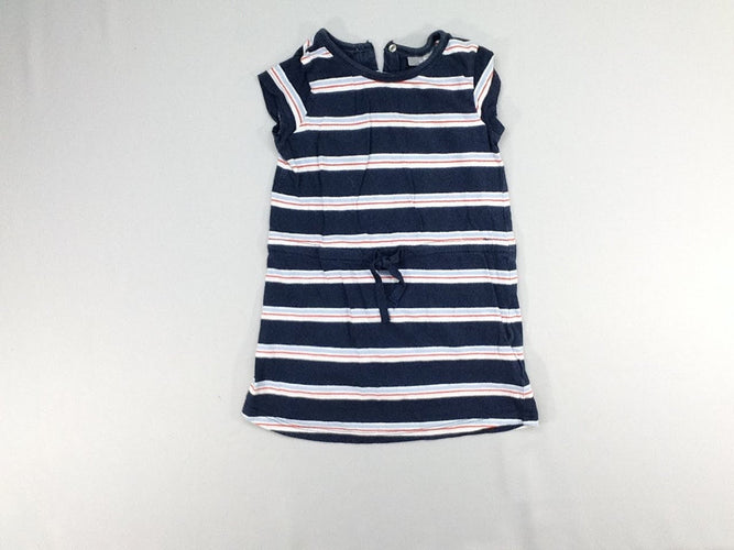 Robe s.m jersey bleu foncé rayé, moins cher chez Petit Kiwi