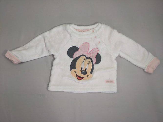 Pull velours blanc Minnie, moins cher chez Petit Kiwi