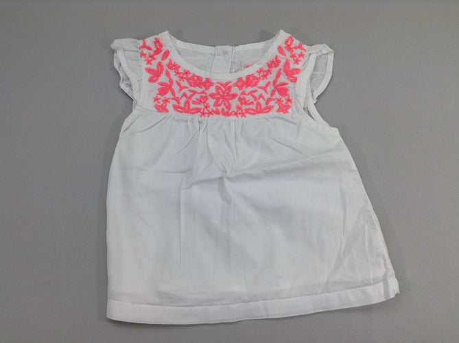 Blouse m.c blanche buste corail, moins cher chez Petit Kiwi