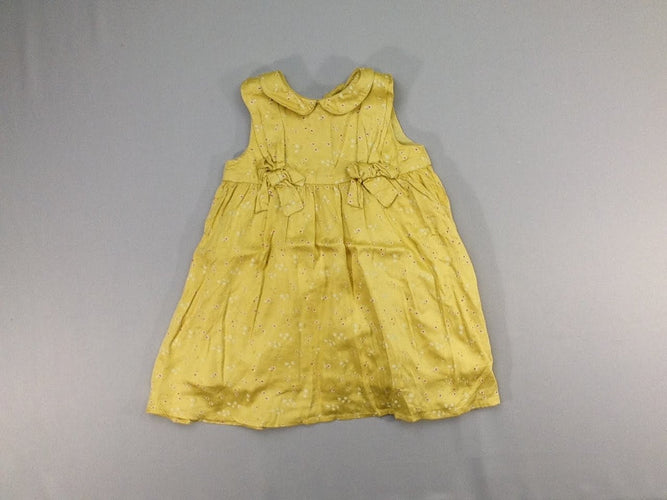 Robe s.m jaune fleurs un peu satinée, moins cher chez Petit Kiwi