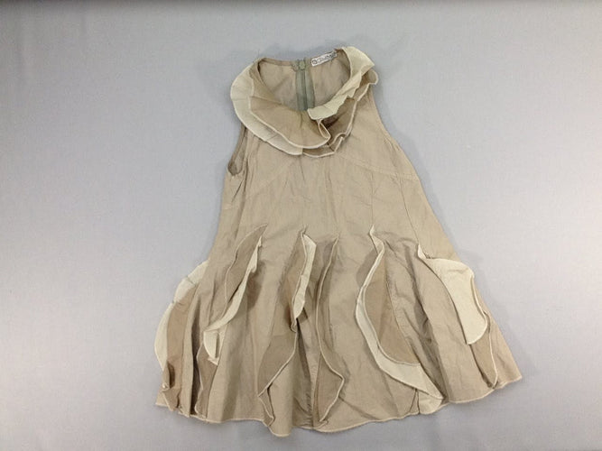 Robe s.m beige volants, moins cher chez Petit Kiwi