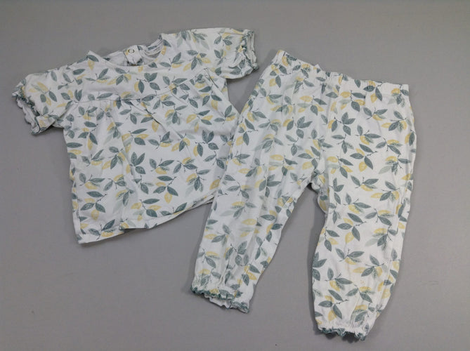 T-shirt m.c blanc feuilles + Legging, moins cher chez Petit Kiwi