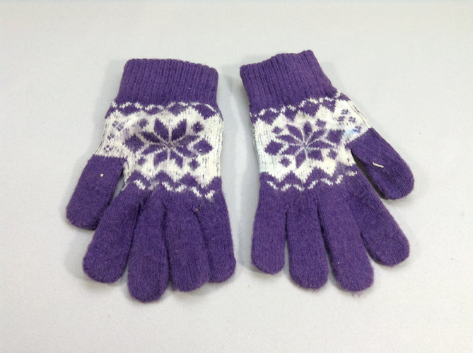 Gants mauve/blanc motifs, moins cher chez Petit Kiwi