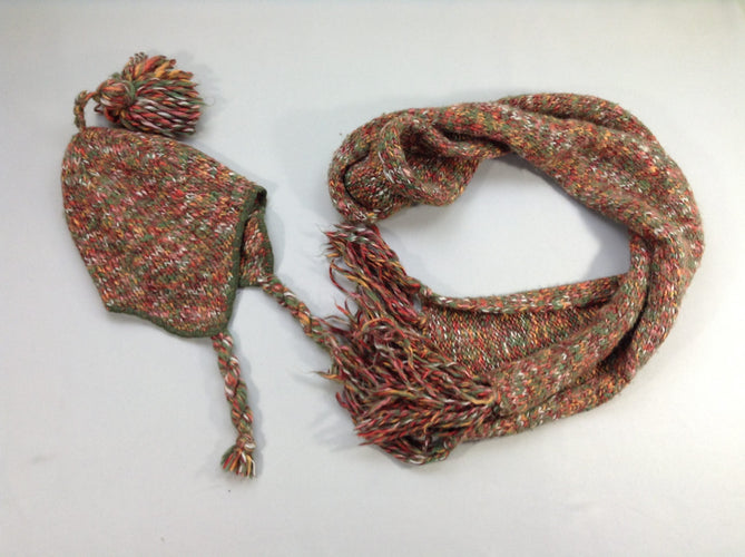 Bonnet chapka mailles colorées+ écharpe, moins cher chez Petit Kiwi