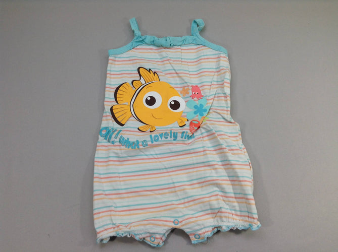 Combishort fines bretelles jersey blanc/bleu Nemo, moins cher chez Petit Kiwi
