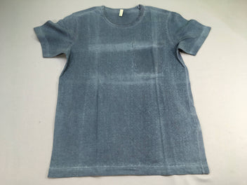 T-shirt m.c bleu effet délavé poche