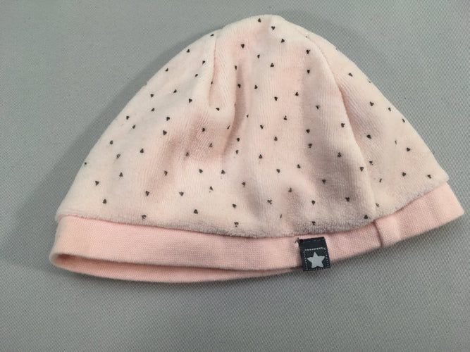 Bonnet velours rose pâle triangles, moins cher chez Petit Kiwi