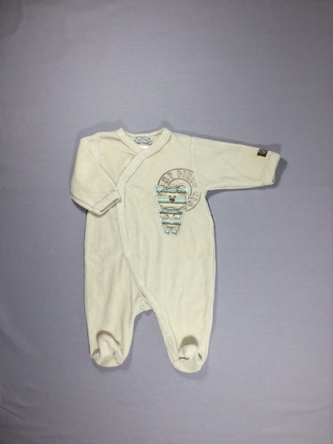 Pyjama velours beige - ours surpiqué, moins cher chez Petit Kiwi
