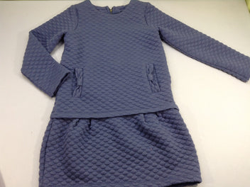 Robe m.l molleton texturé bleu pois , légèrement boulochée