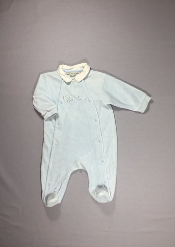 Pyjama velours bleu clair - col blanc, moins cher chez Petit Kiwi