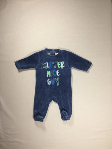 Pyjama velours bleu foncé "Mister nice guy", moins cher chez Petit Kiwi