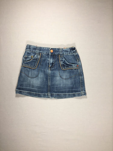 Jupe en jean - liseret brun sur les poches - taille élastique, moins cher chez Petit Kiwi