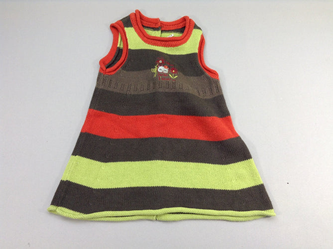 Robe s.m maille  rayé brun vert orange, moins cher chez Petit Kiwi