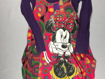 Robe Disney multicolor - Minie -  effet boule et T-shirt m.l mauve