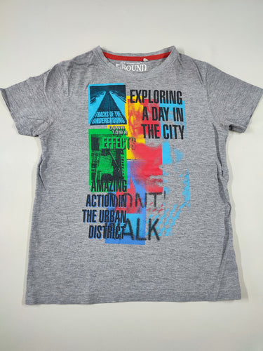 T-shirt m.c gris chiné "Exploring a day in the city", moins cher chez Petit Kiwi