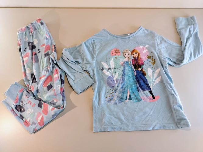 Pyjama 2pcs jersey bleu Reine des neiges , Elsa et Anna, moins cher chez Petit Kiwi