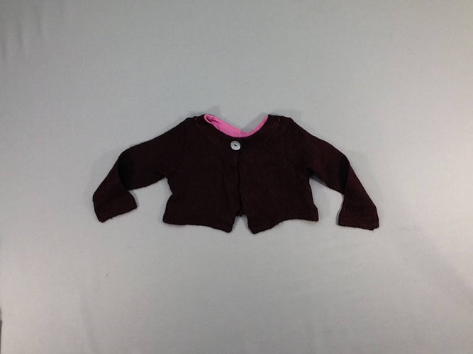 Gilet court aubergine, 20% laine, moins cher chez Petit Kiwi