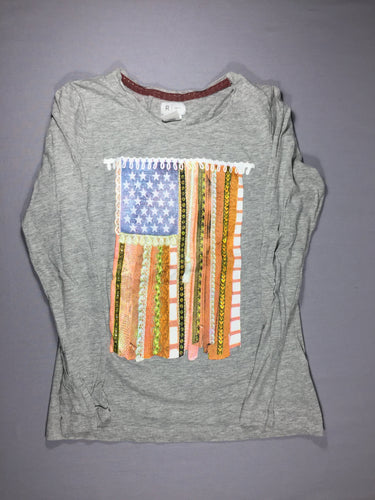 T-shirt m.l gris flammé - flocage drapeau bleu avec étoiles et jaune - A repasser, moins cher chez Petit Kiwi