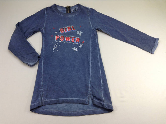 Robe m.l jersey bleu effet délavéGirl Power sequins, moins cher chez Petit Kiwi