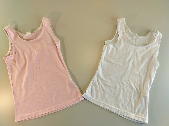 2 chemisettes à bretelles rose et blanc, moins cher chez Petit Kiwi