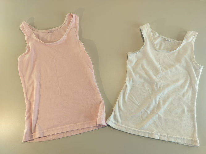 2 chemisettes à bretelles rose et blanc, moins cher chez Petit Kiwi