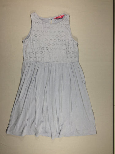 Robe s.m bleu natier - coton brodé sur le dessus et jersey en bas, moins cher chez Petit Kiwi