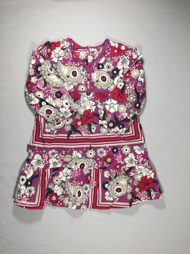 Robe mauve ml fleurs / gris / bleu foncé /blanc, moins cher chez Petit Kiwi