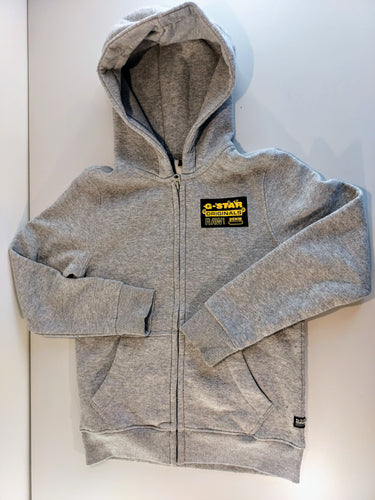 Gilet zippé à capuche gris chiné "G-Star", intérieur polar, moins cher chez Petit Kiwi