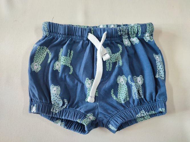 Short jersey bleu léopards verts, moins cher chez Petit Kiwi