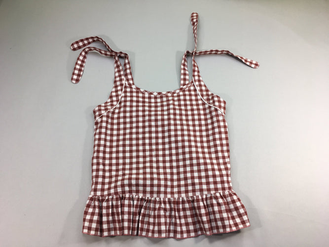 Blouse s.m à carreaux crème-brun, moins cher chez Petit Kiwi