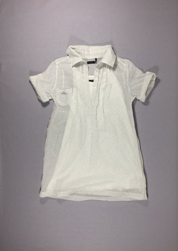 Robe en voile de coton blanche à pois gris et sous-robe jersey blanc, moins cher chez Petit Kiwi