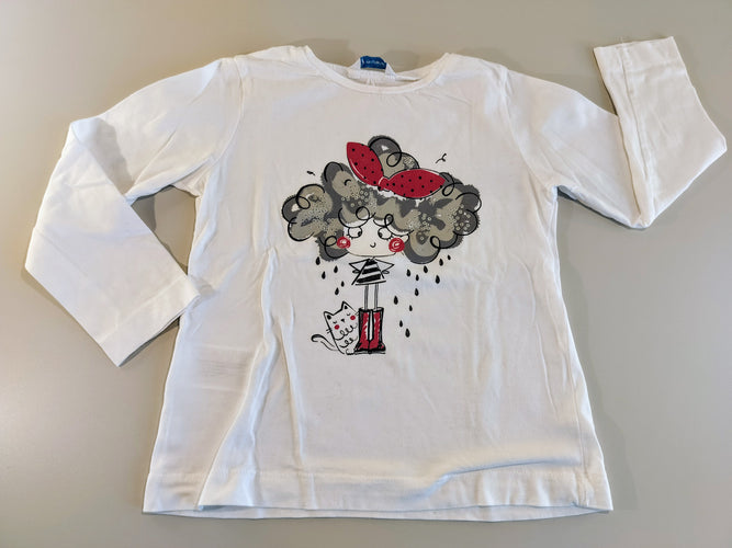 T-shirt m.l blanc , fillette cheveux nuage, moins cher chez Petit Kiwi
