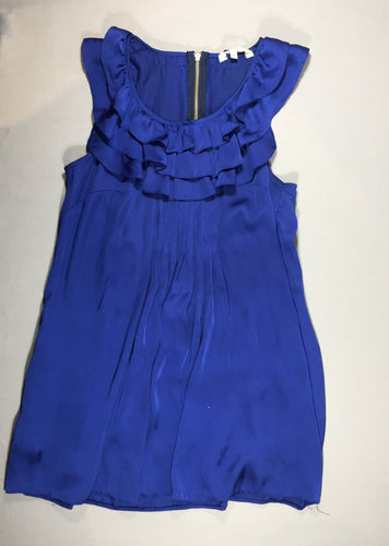Robe s.m satinée bleu électrique - volants, moins cher chez Petit Kiwi