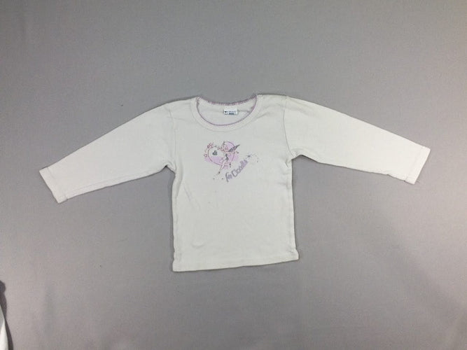 Chemisette ml blanc/mauve fée clochette, moins cher chez Petit Kiwi