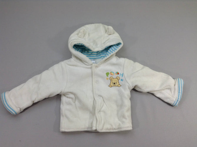 Gilet à capuche velours blanc doublé jersey Winnie Pooh, moins cher chez Petit Kiwi
