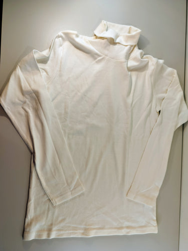 NEUF T-shirt m.l col roulé blanc (à relaver, tache noir), moins cher chez Petit Kiwi