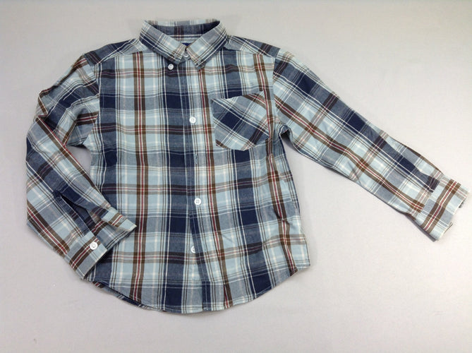 Chemise m.l bleue à carreaux, moins cher chez Petit Kiwi
