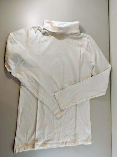 T-shirt m.l col roulé blanc  (petite tache bleue à la manche), moins cher chez Petit Kiwi