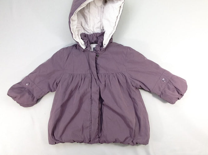 Veste ouatinée mauve capuche amovible, moins cher chez Petit Kiwi