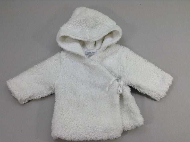 Gilet croisé peluche blanc à capuche, moins cher chez Petit Kiwi