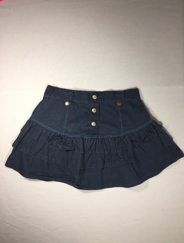 Jupe à volants bleu foncé - coututres turquoise, moins cher chez Petit Kiwi