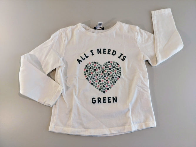 T-shirt m.l blanc coeur en trèfles "All i need is...", moins cher chez Petit Kiwi