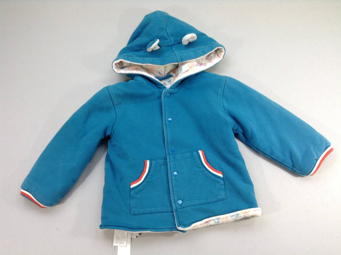 Sweat à capuche bleu doublé velours, décoloré, moins cher chez Petit Kiwi