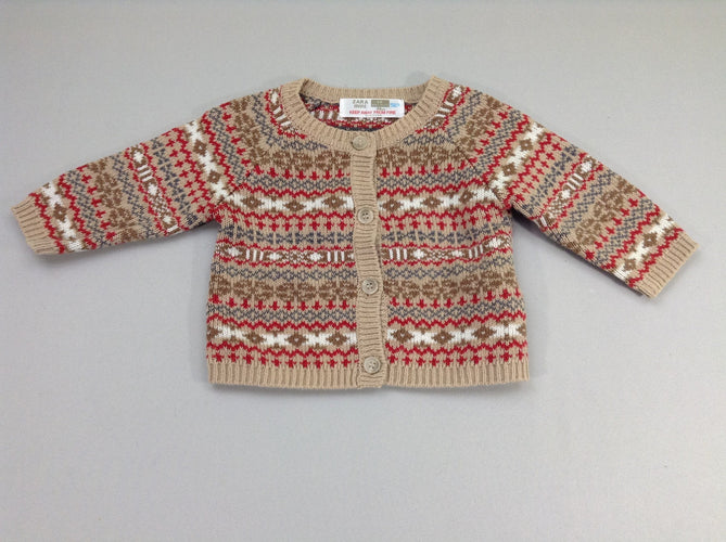 Gilet beige motifs, moins cher chez Petit Kiwi
