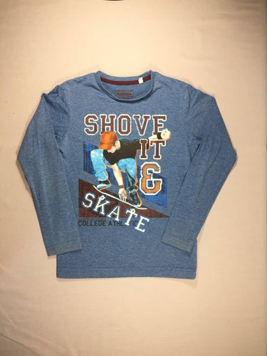 T-shirt m.l bleu flammé - Skate board, moins cher chez Petit Kiwi