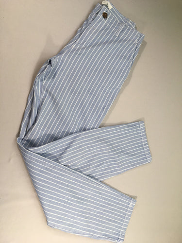 Pantalon bleu ligné blanc, moins cher chez Petit Kiwi