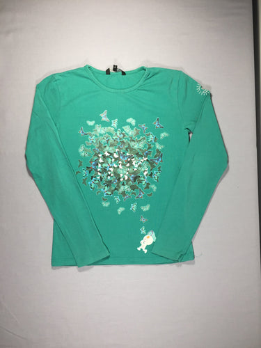 T-shirt m.l vert avec papillons, moins cher chez Petit Kiwi