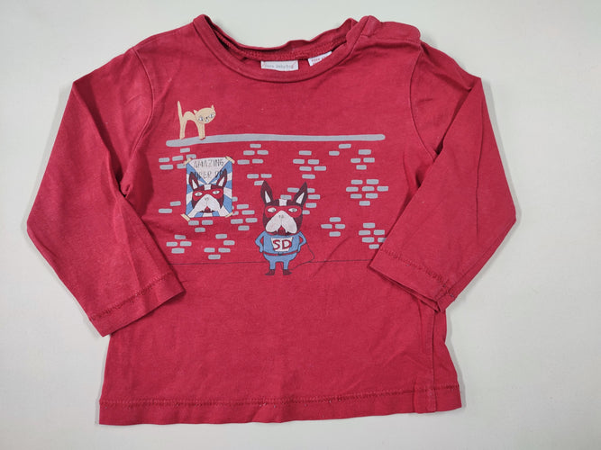T-shirt m.l rouge chien super-héros chat, moins cher chez Petit Kiwi