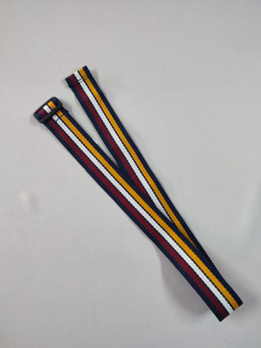 Ceinture textile lignée bleu marine/rouge/blanche/jaune, 61 cm, moins cher chez Petit Kiwi