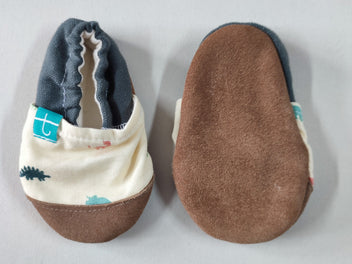 Chaussons souples beige dinosaures, 16, Titot